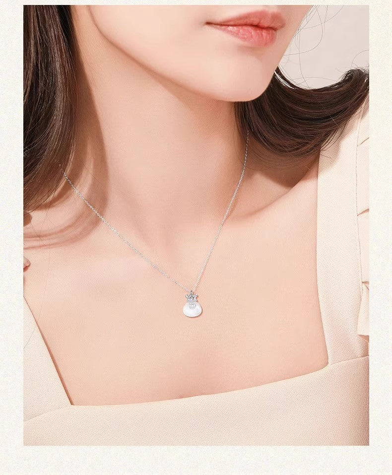 Planderful S925 Sterling Silver Chalcedony Necklace For Women Elegant Collarbone Chain Gift