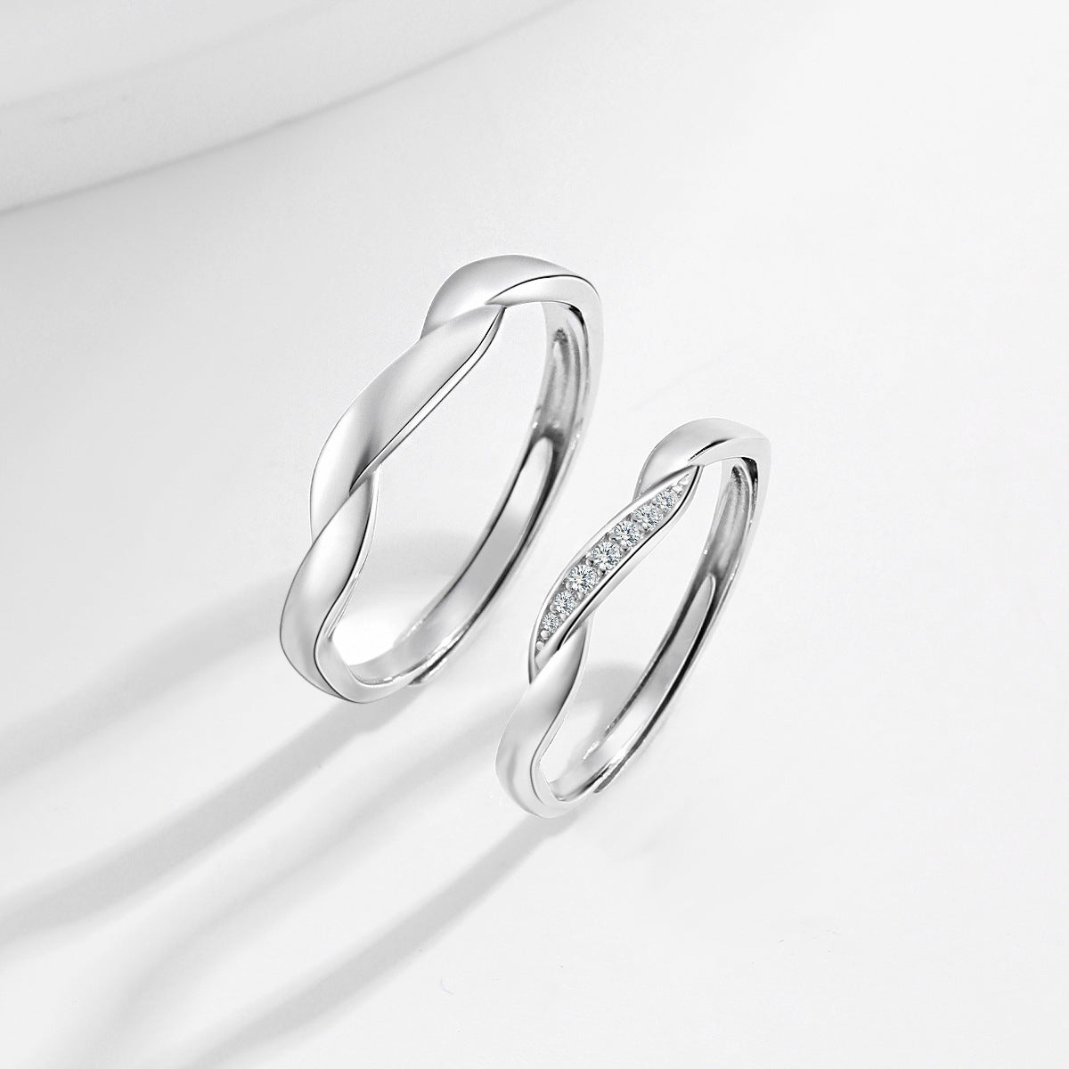 Planderful Love Together Couple Ring – Light Luxury Sterling Silver Pair