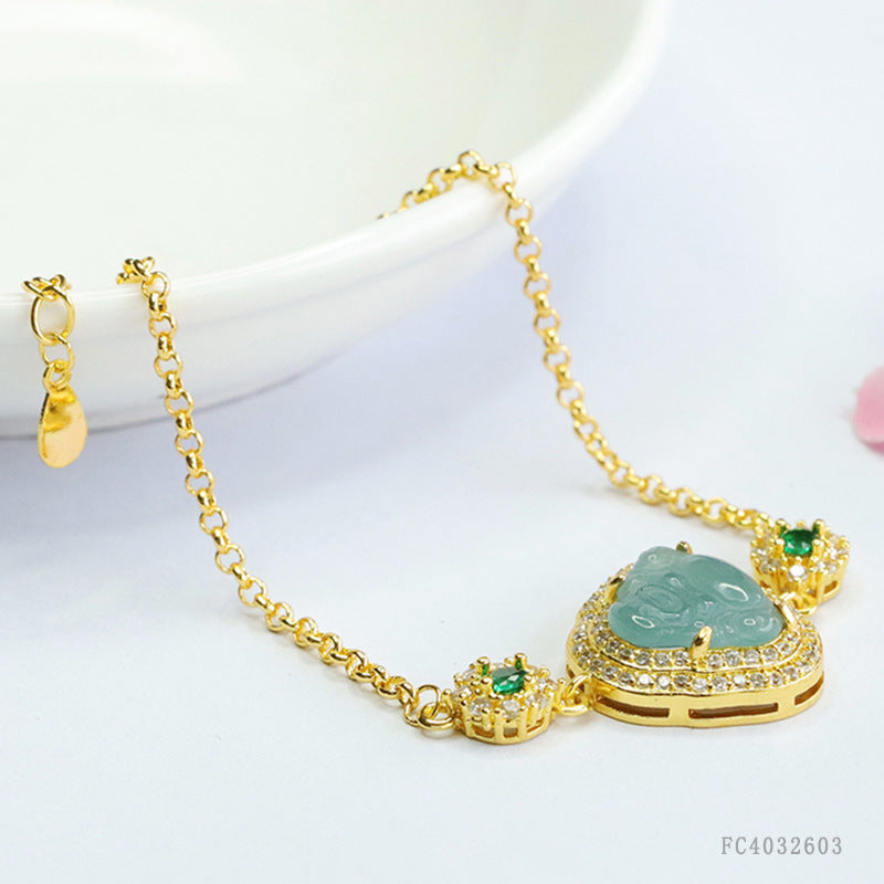 Blue Water Jadeite Buddha Bracelet