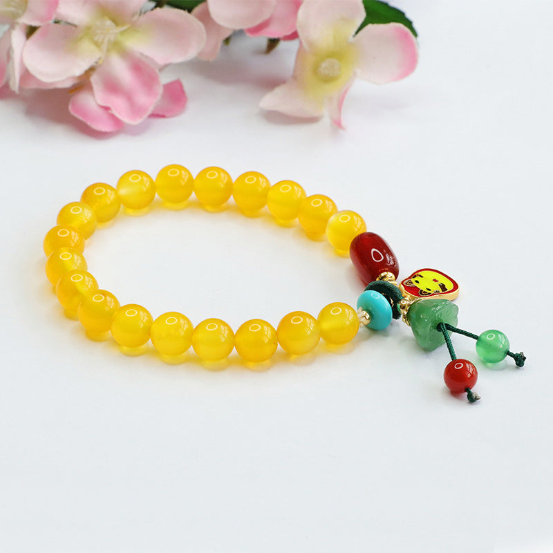 Yellow Chalcedony Tassel Bracelet by Planderful Fortune Collection