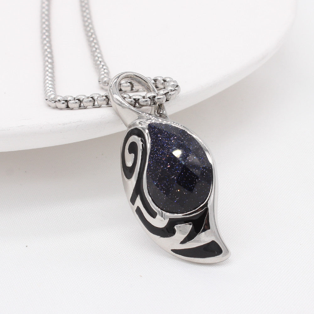 Planderful Tiger Eye Pendant Personalized European American Retro Style Titanium Steel Unisex Protection