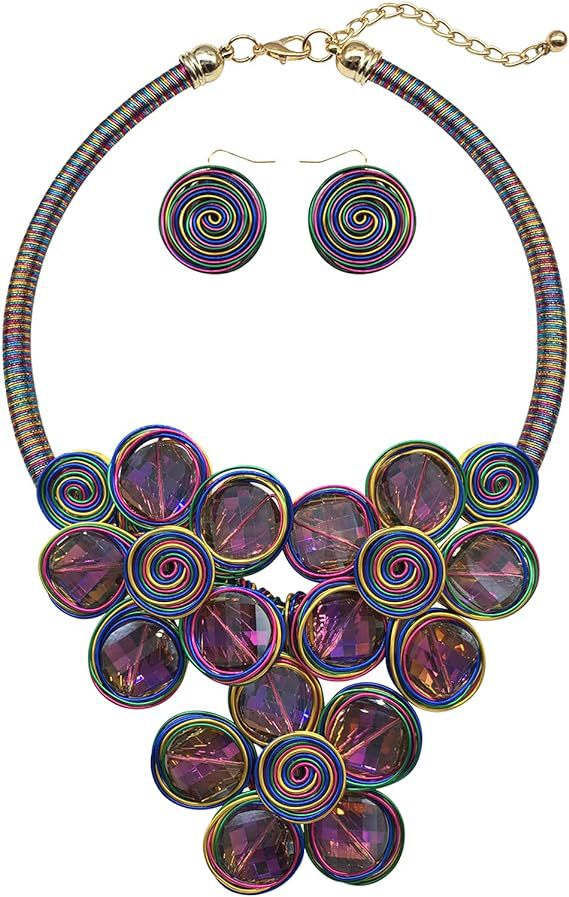 Exquisite Handcrafted Aluminum and Glass Necklace Set