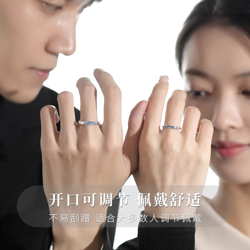 Planderful 925 Sterling Silver Ring Hoh Xili Sea Couple Design For Girlfriend Valentines Day Gift