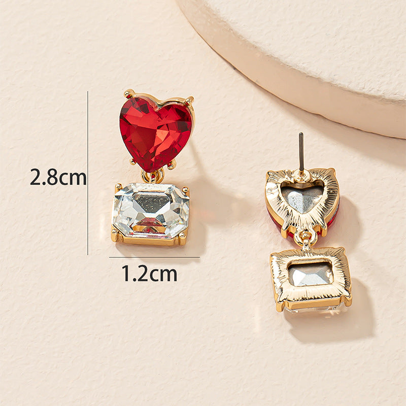 Romantic Heart-Shaped Earrings from South Korea with Delicate Floral Studs