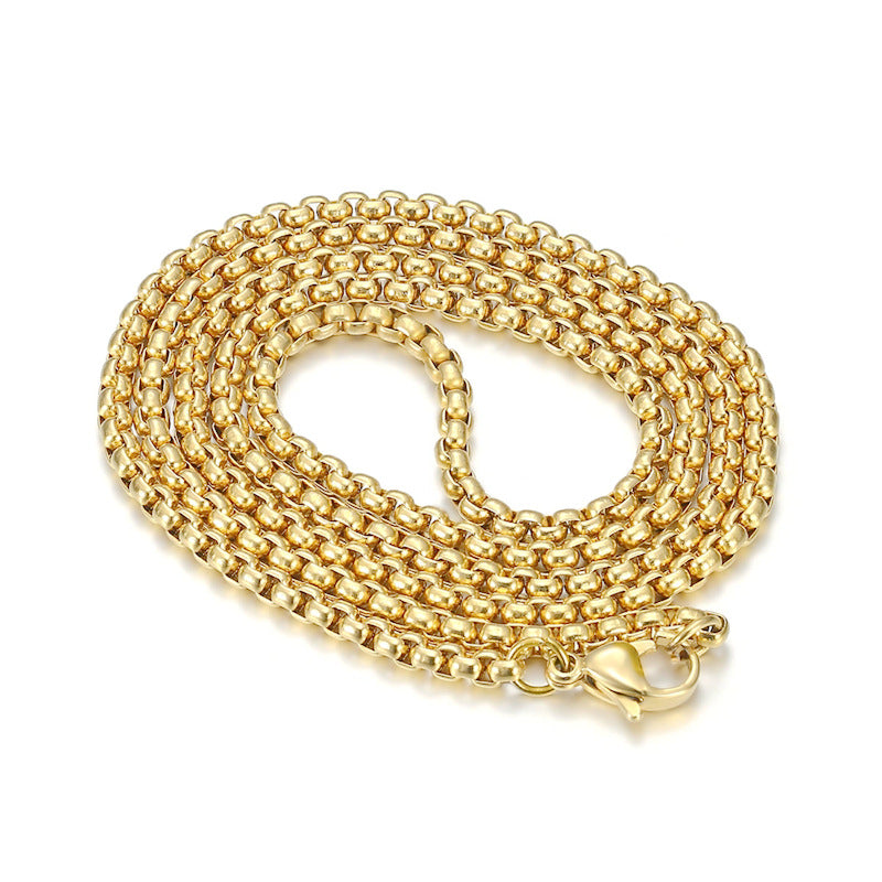 Planderful Zircon Oval Necklace Stainless Steel Rhinestone Pendant Collarbone Chain For Women Retro Court Style