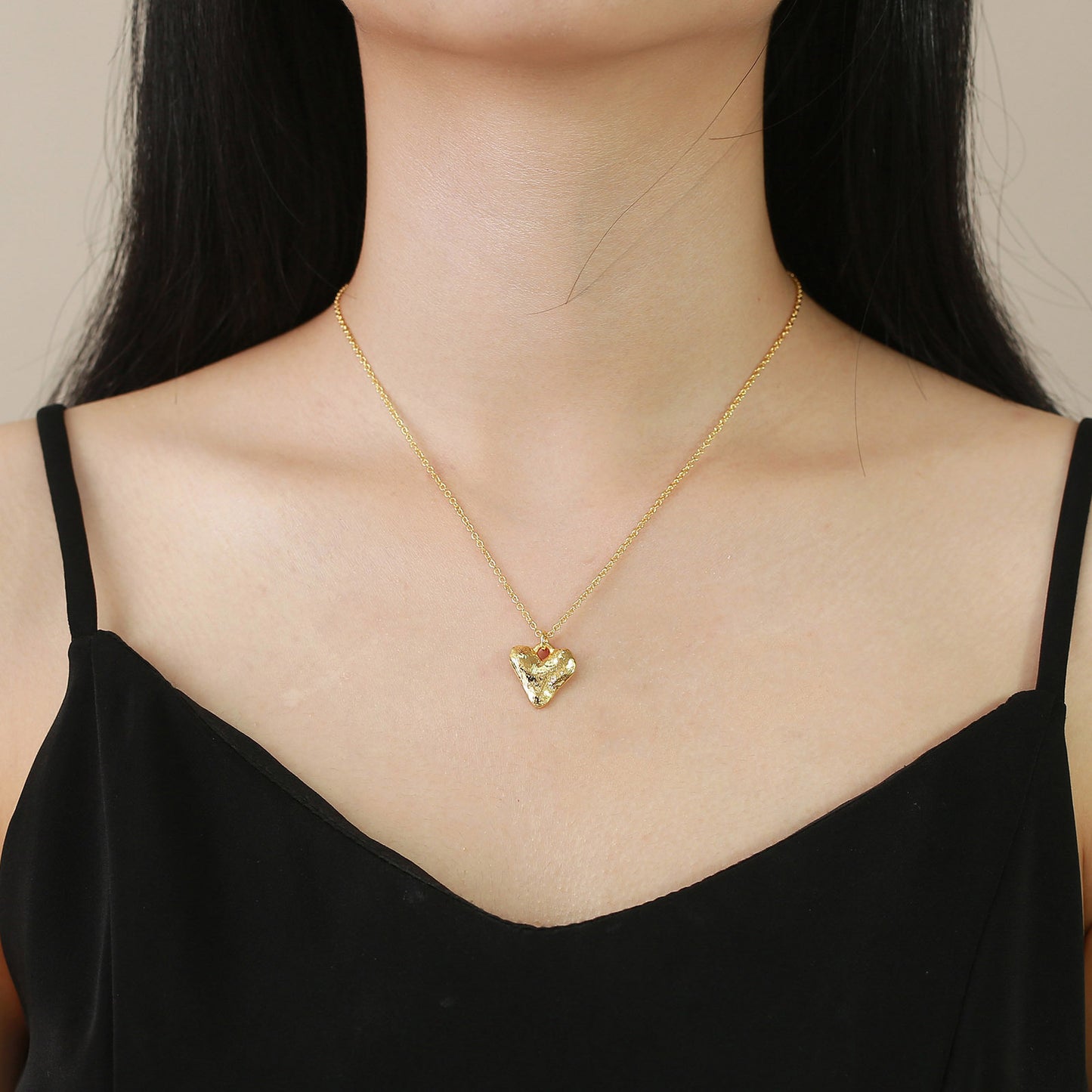 Geometric Love Heart Necklace Gold Women's Fashion Accessory
