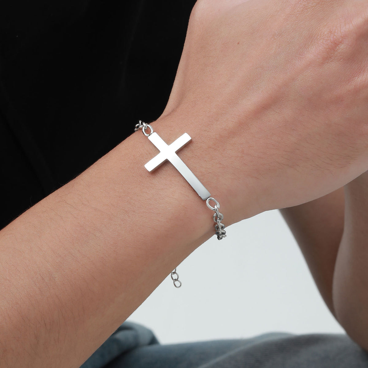 Men's Stainless Steel Cross Bracelet