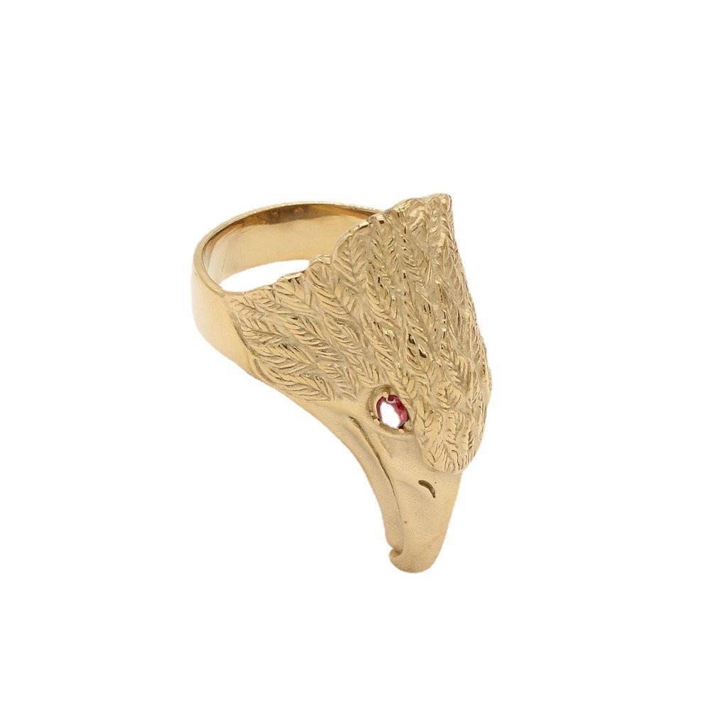 Red Eye Zircon Eagle Titanium Steel Ring for Men