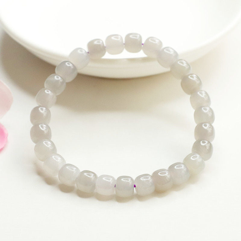Smoke Purple Hetian Jade Barrel Bead Bracelet