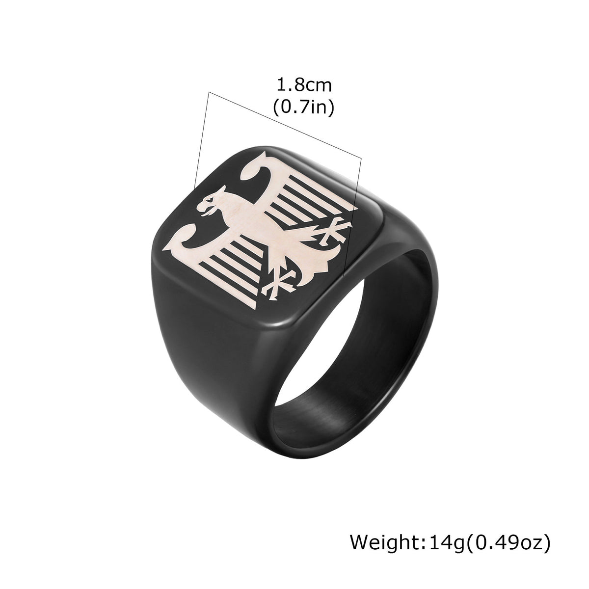 Stainless Steel Laser Eagle Label Men's Rune Ring