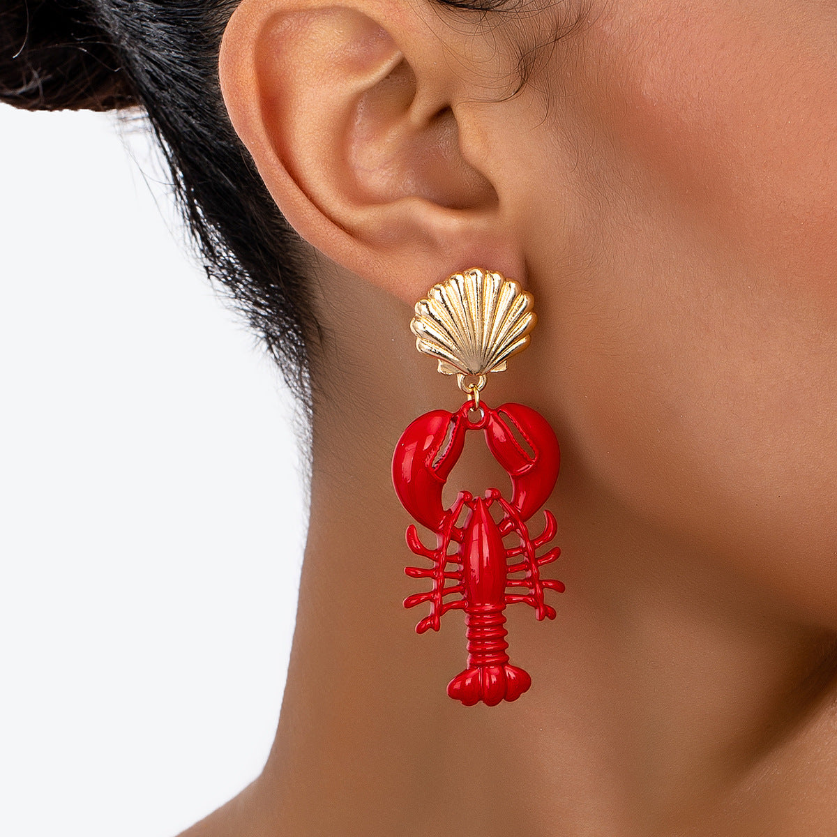 Planderful Vienna Verve Earrings – Elegant Red Lacquered Lobster Design