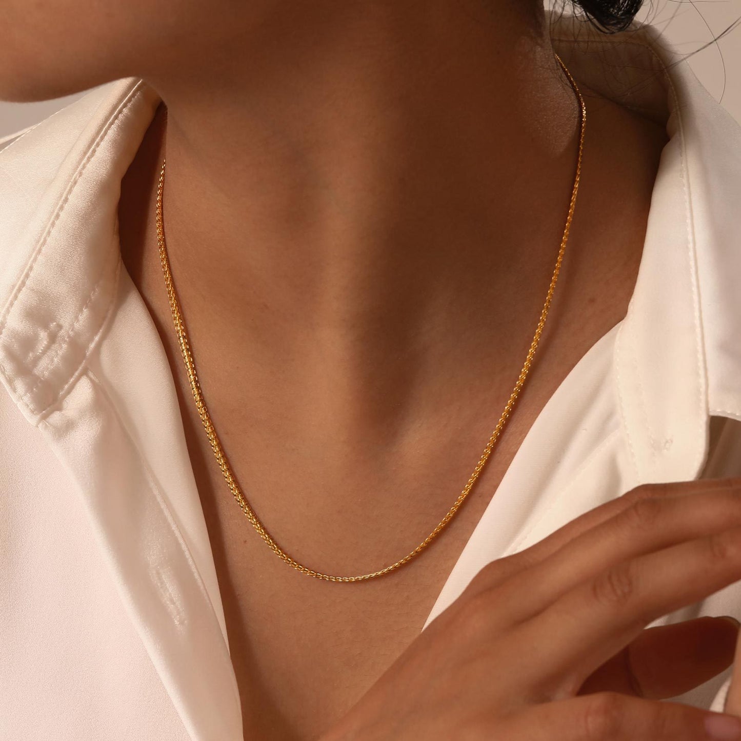 Necklace Ladies Gold Stainless Steel Woven Handmade Chain