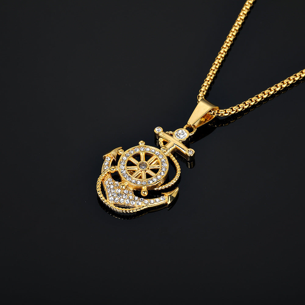 Steel Pendant - Elegant Navy Anchor