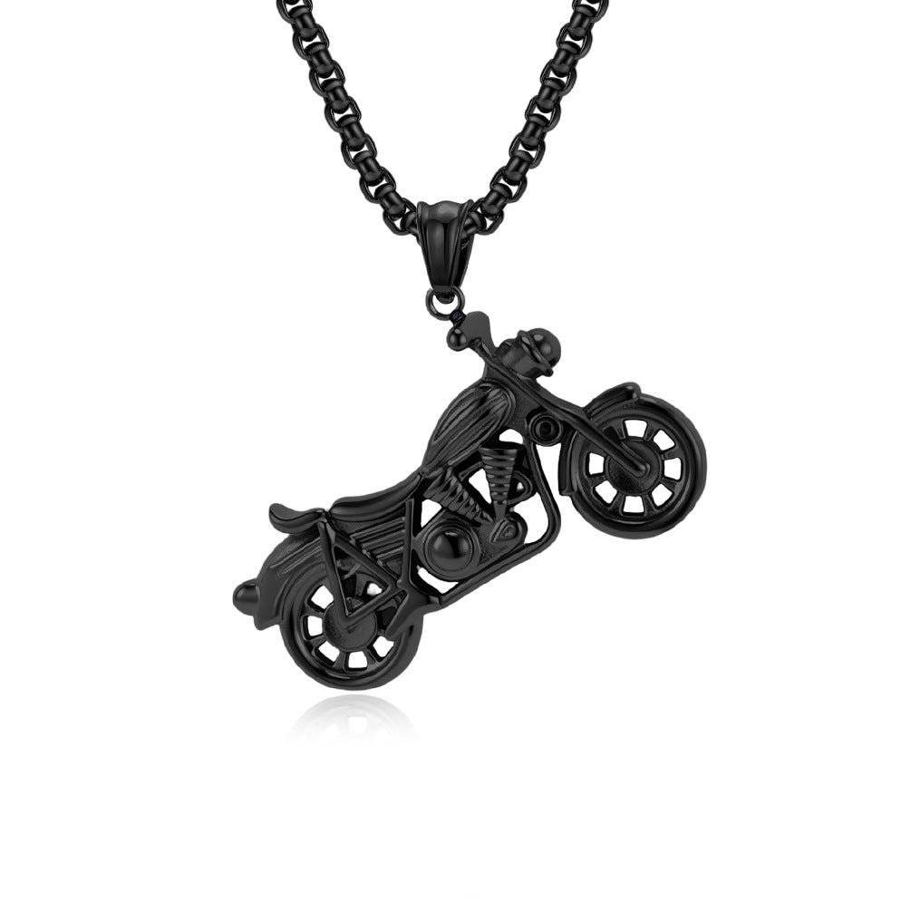 Planderful Titanium Steel Necklace For Men Retro Locomotive Pendant Urban Punk Style