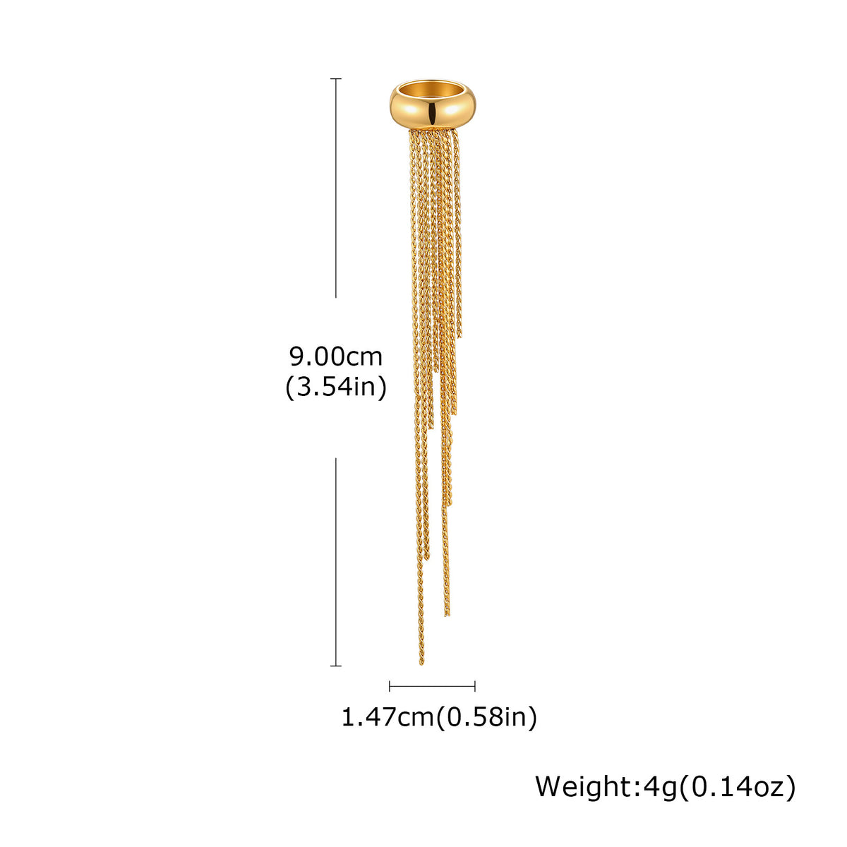 Chain Tassel Ear Cuff — Gold or Silver, Left or Right