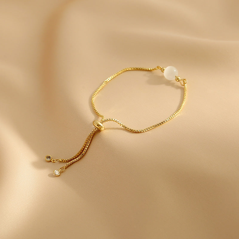 Sweeping Shadow From Above Cat's Eye Opal Bracelet - Women's Summer Grand Handicraft Unique Design