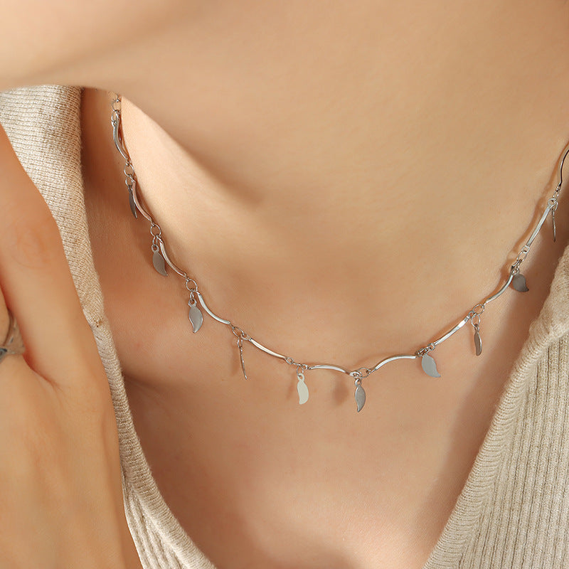 Small Fragrant Korean Style Geometric Chain Necklace - Titanium Steel Jewelry