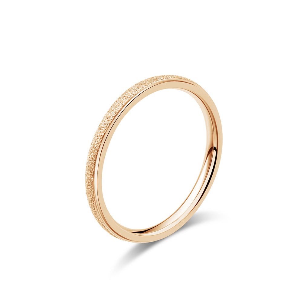 Korean Simple Pearl Sand Titanium Steel Women's Ring Wholesale