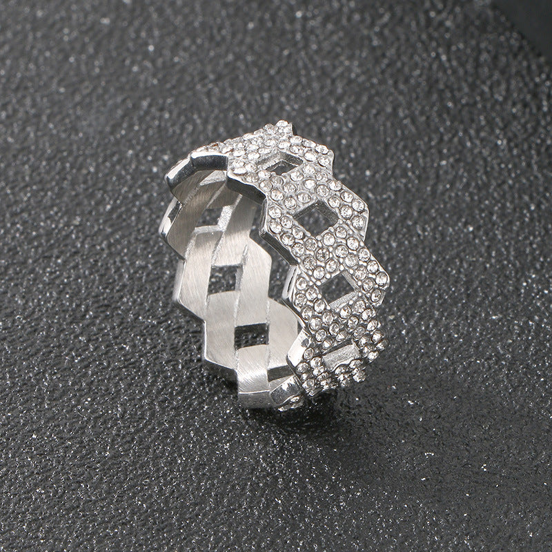 Planderful Personalized Zircon Ring For Men Hip Hop Style