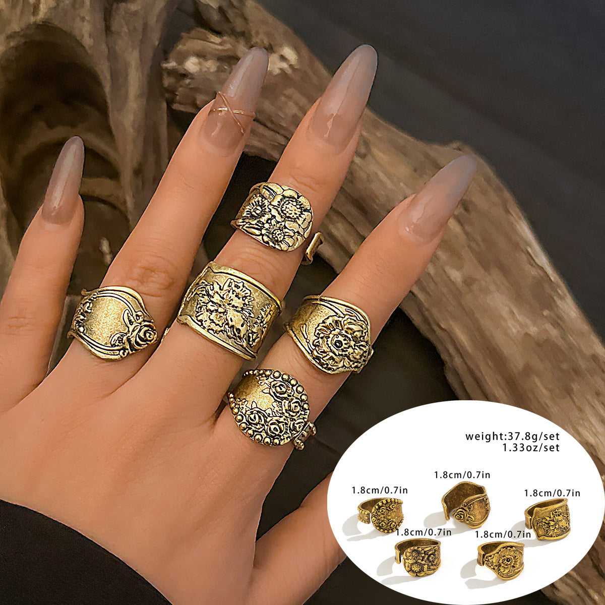 European American Punk Retro Joint Ring Set Exaggerated Opening Ring