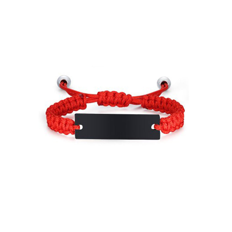 Stainless Steel Blank Curved Brand Nylon Rope Woven Bracelet for Men