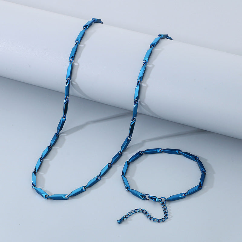 Hip Hop Personalized Rhombus Bamboo Chain Necklace for Men