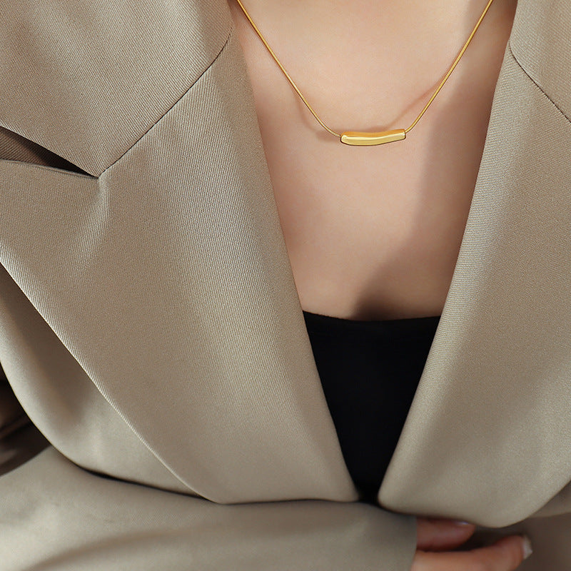 Korean-inspired Smiling Necklace with Titanium Steel Gold-Plating