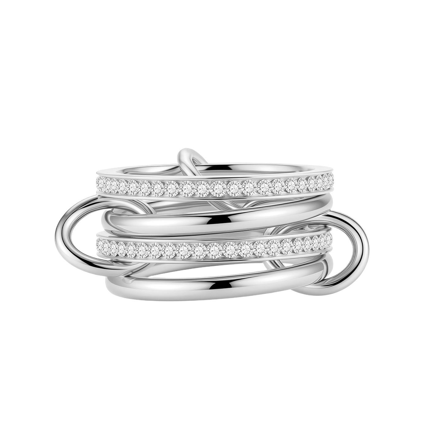 Planderful Two Tone Stainless Steel Zircon Ring Stack Unisex Personalized Jewelry Everyday Genie Protection Statement