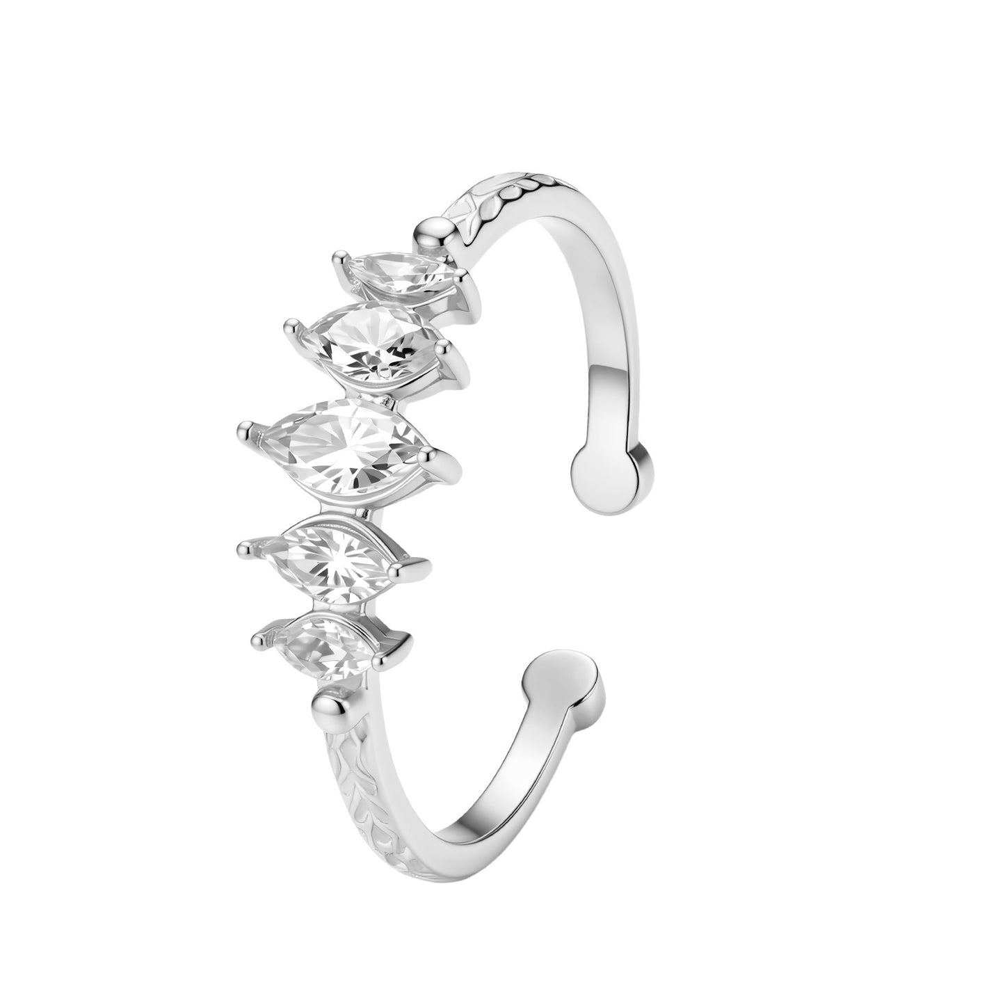 Planderful Everyday Genie Zircon Open Ring Stainless Steel Adjustable For Women And Unisex