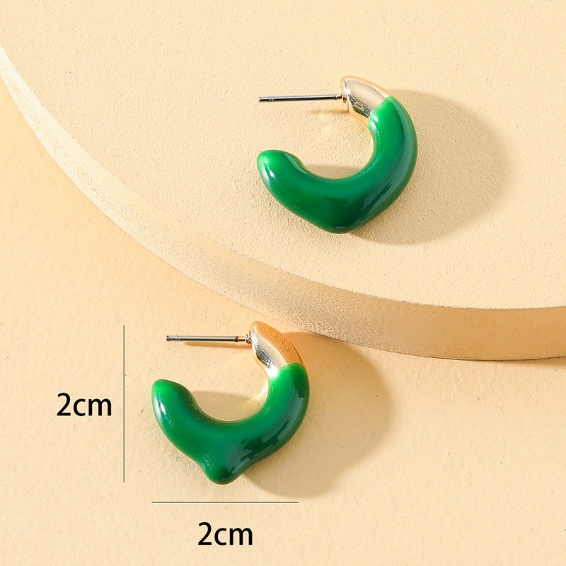 Drip Glazed C-shape Earrings: Vienna Verve Collection from Planderful - Stylish and Customizable