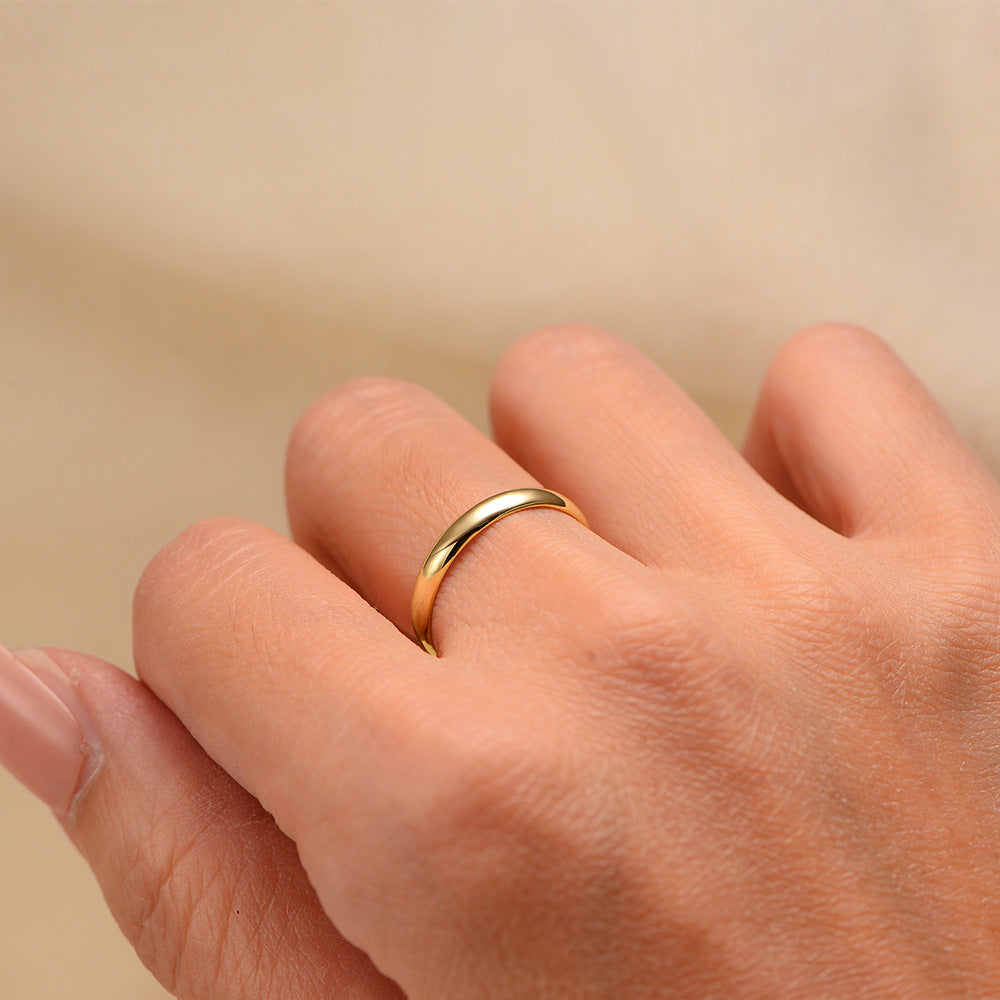 Planderful Sterling Silver Gold Plated Ring 3mm Minimalist Plain Band For Women And Teens