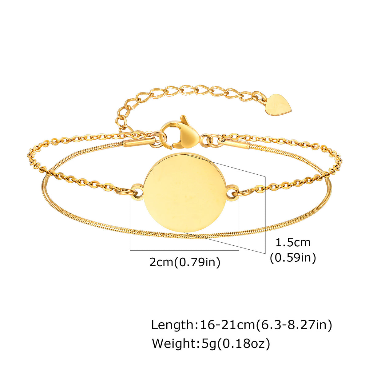 Women's Stainless Steel Double Chain Stacked Gold Bracelet