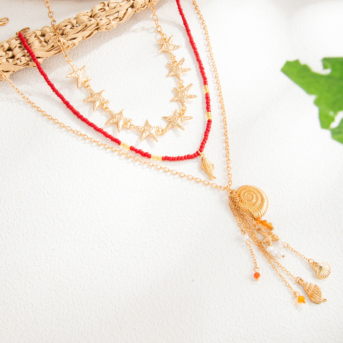 Shell, Starfish & Fish Y-Shaped Necklace