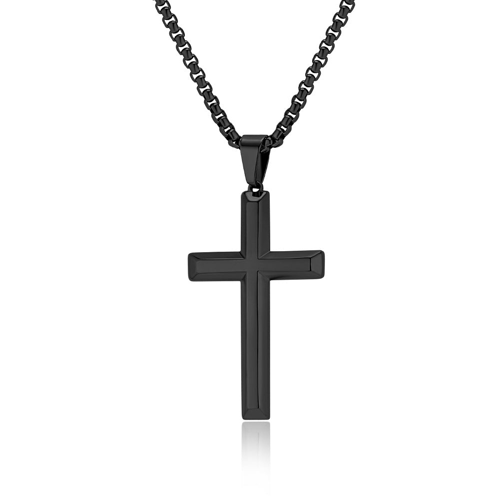 Simple Bevel Neutral Wind Cross Necklace for Men and Women
