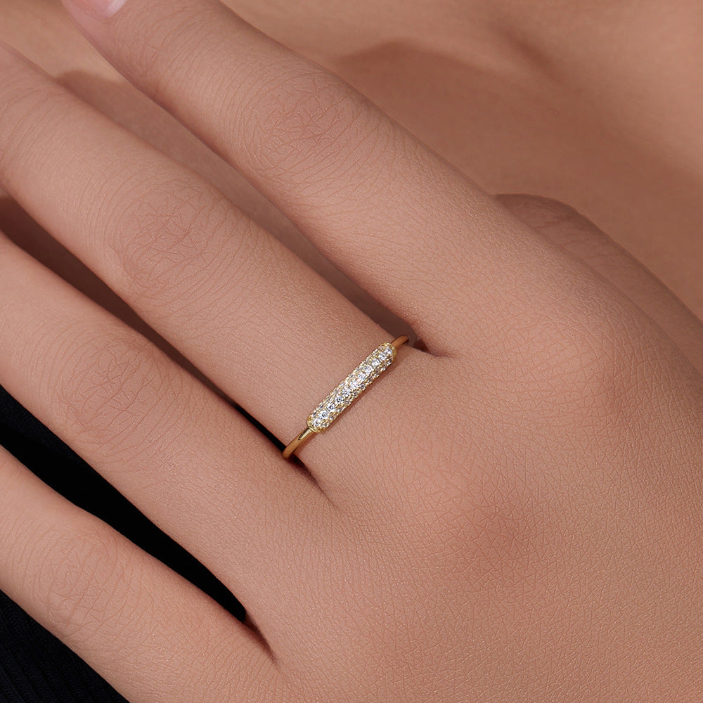 S925 Sterling Silver Micro-Inlaid Zircon Ring And Index Finger Ring Tail Ring
