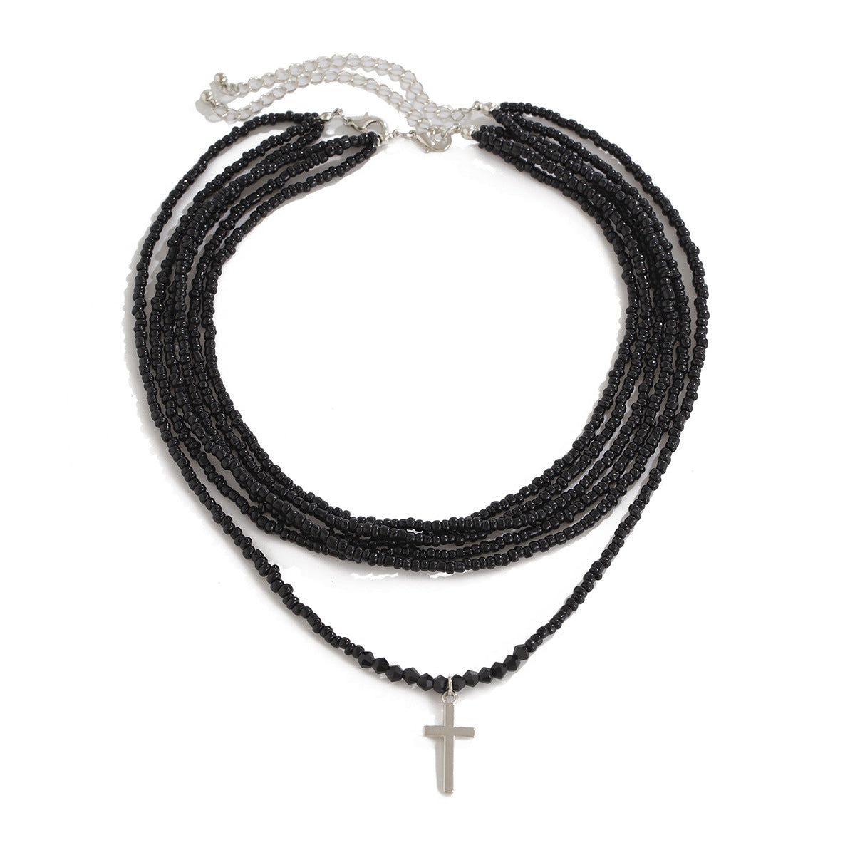 Gothic Beaded Necklace For Alternative Style Fans Planderful Vienna Verve Multi Layered Cross Statement