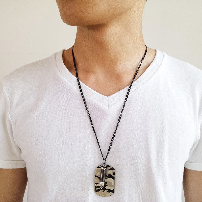 Titanium Steel Camouflage Element Tag Bullet Pendant Wholesale