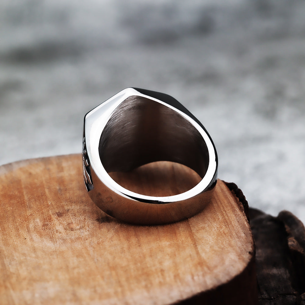 European and American Vintage Stainless Steel Men's Ring