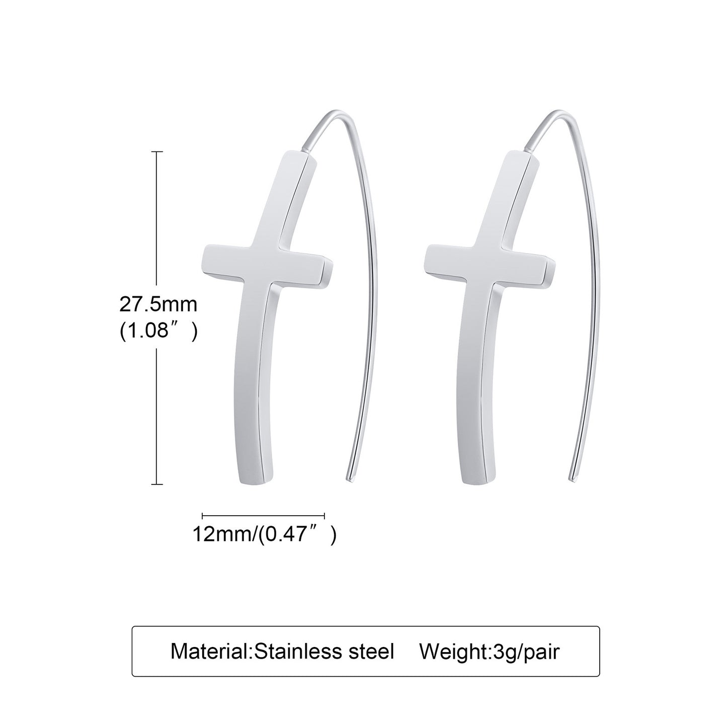 Women's Stainless Steel Cross Gold Earrings Personalized Jewelry