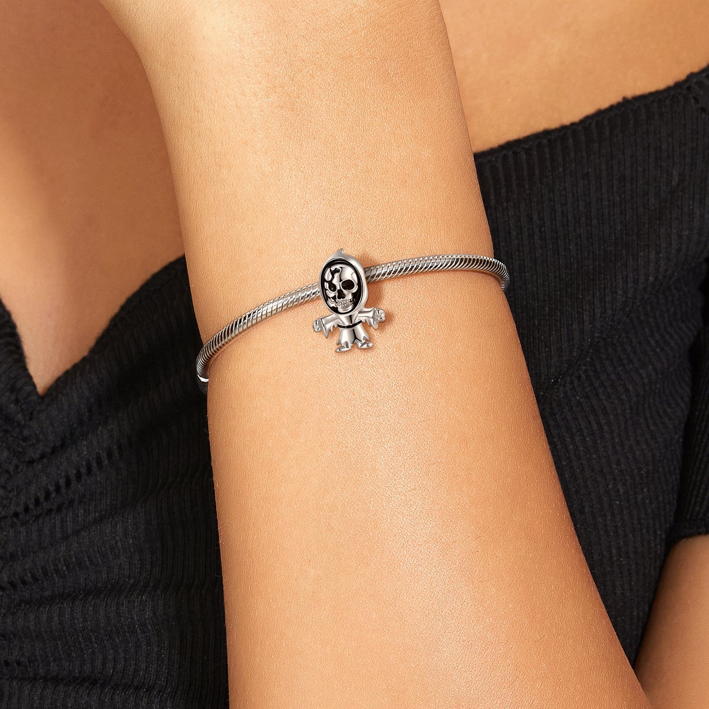 Halloween Skull Warrior Silver Pendant