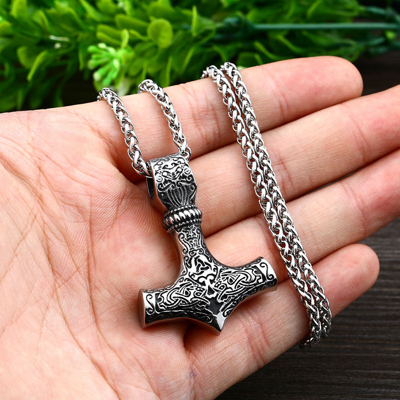 Nordic Vintage Thor's Hammer Pendant in Stainless Steel for Men - Wholesale Viking Jewelry