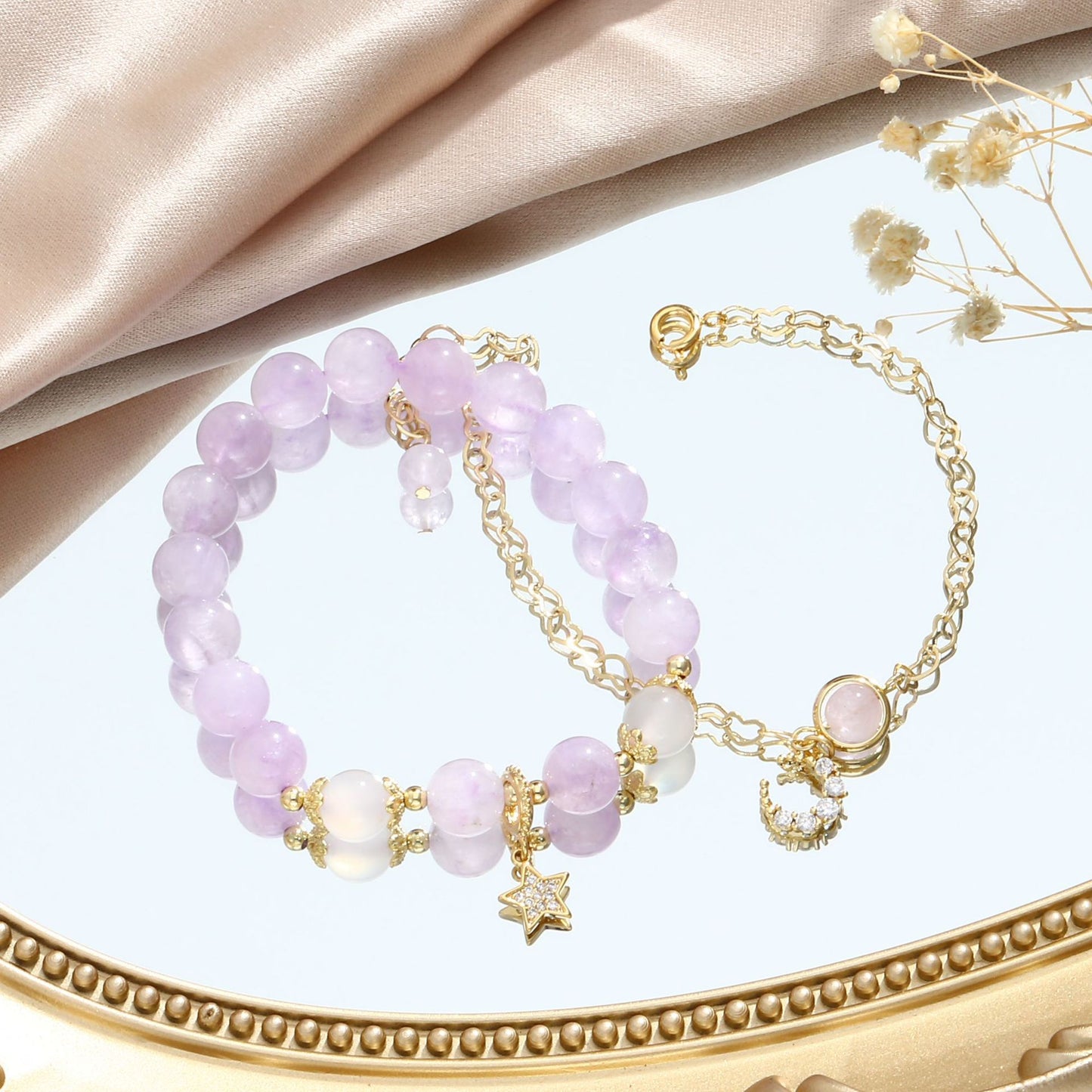 Fortune's Favor Amethyst Crystal Bracelet for Women - Sterling Silver Hand Jewelry