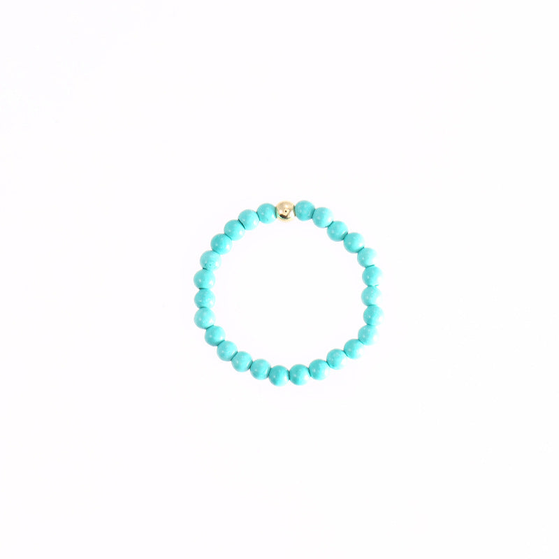 Small Turquoise Ring in Retro 14k Gold for Women - Sterling Silver Ultrafine Bracelet