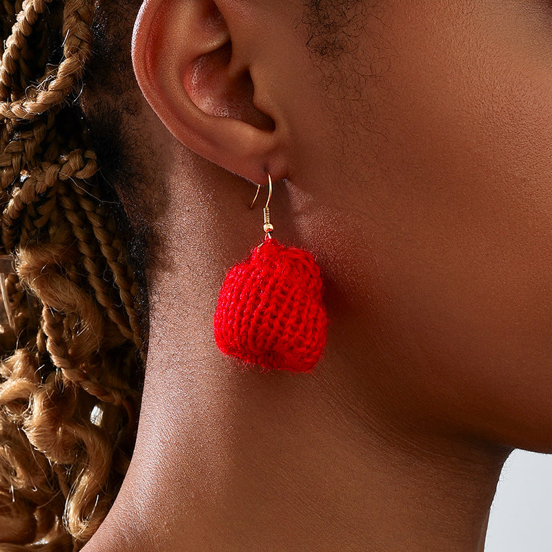 Planderful Vienna Verve Earrings – Unique Hand-Woven Red Wool Design