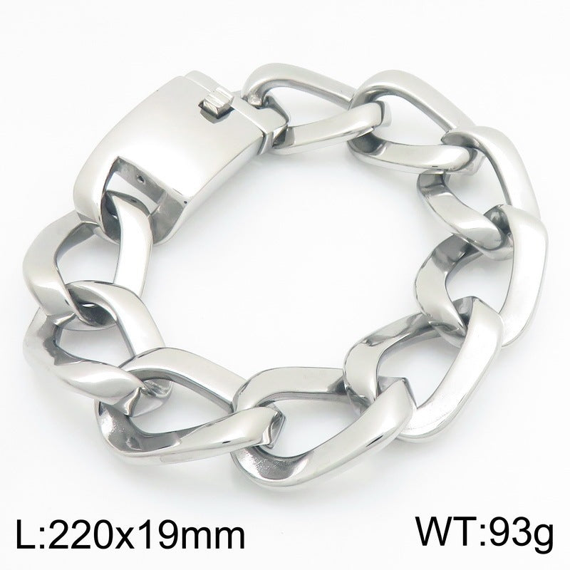 Hip-Hop Cool Tone Metal Texture Square Line Cuban Chain Bracelet Vacuum Plating