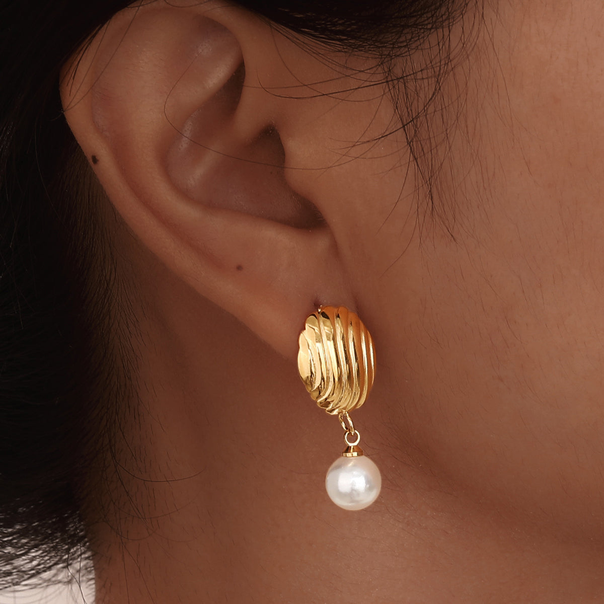 Stainless Steel Pearl Earrings