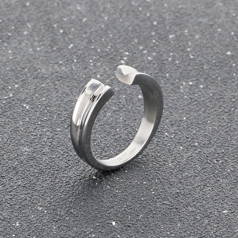 Planderful Mens Ring Gold Plated Stainless V Slot Opening