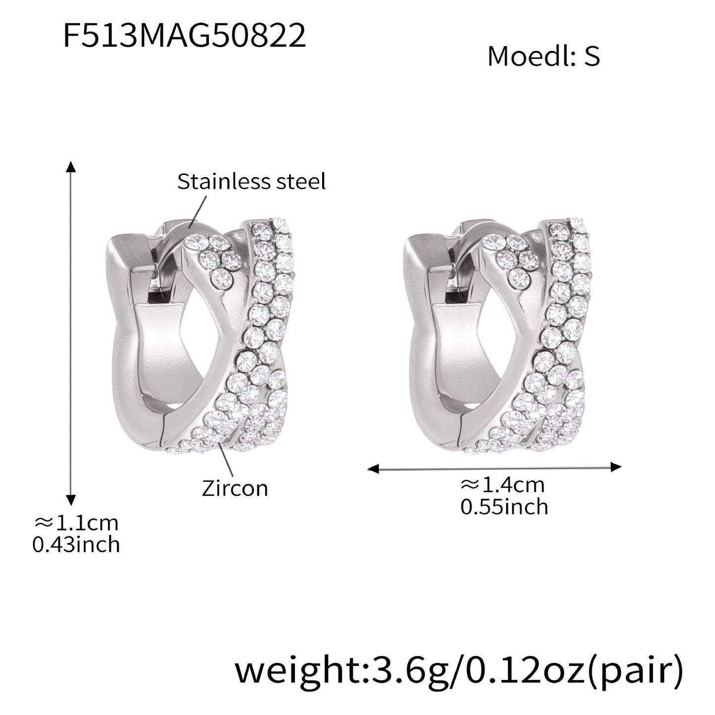 Planderful Exquisite Zircon Earrings Gold Plated Cross Women