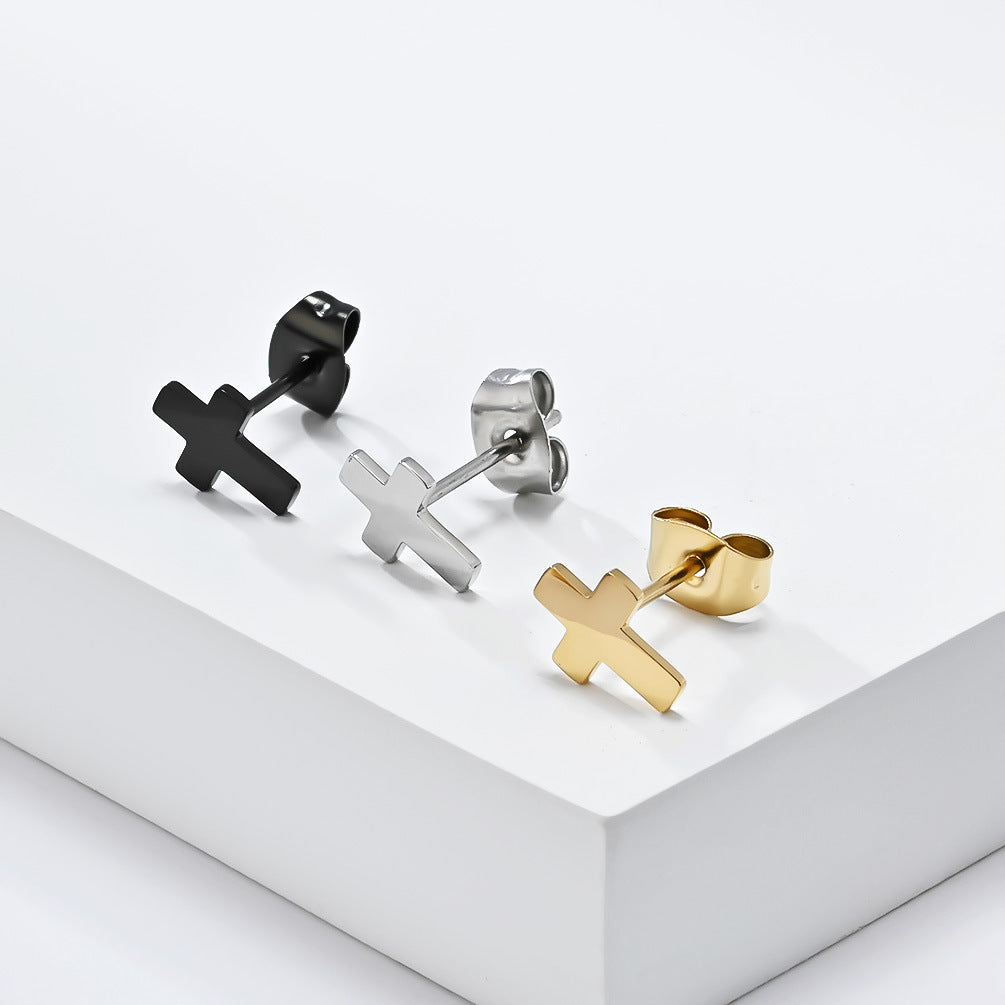 Planderful Titanium Steel Cross Earrings For Men And Women Trendy Minimalist Everyday Genie Jewelry
