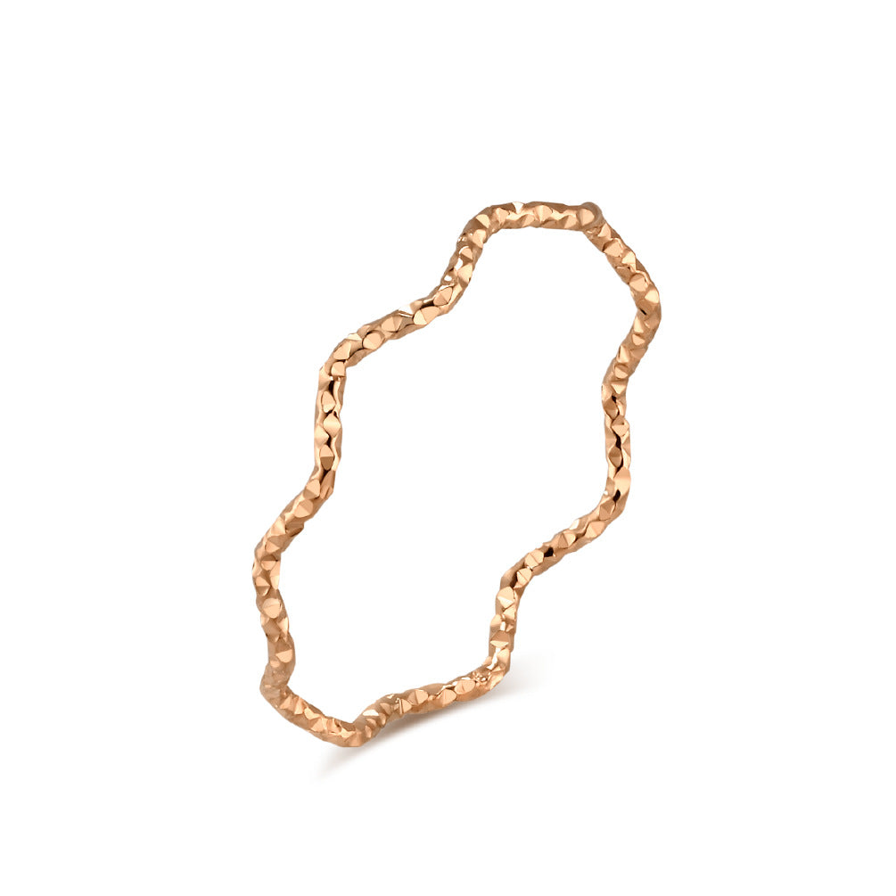 Korean 1mm Wave Titanium Steel Tail Ring Women's Elegant Jewelry